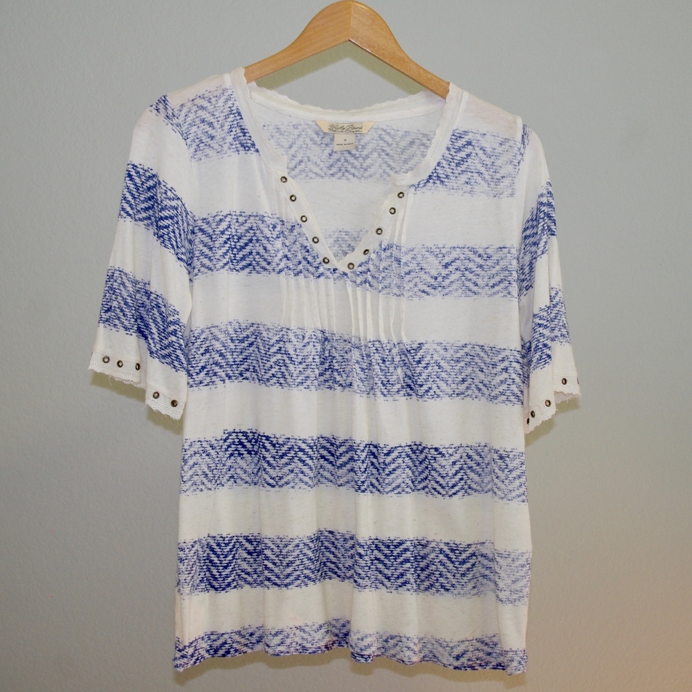 Lucky Brand Top Striped with Grommet Accent